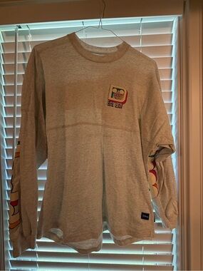 Disney Heather Gray Long Sleeve Jersey with Retro Multicolor Logos